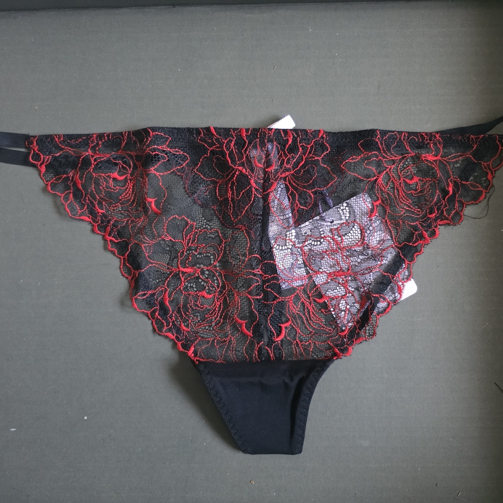 Elegant Black and Red Lace Panties